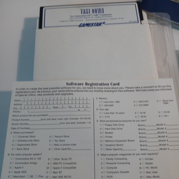 1988 Vintage Gamestar Take Down Wrestling Commodore C64 / 128 Game Action Arcade - Picture 7 of 11